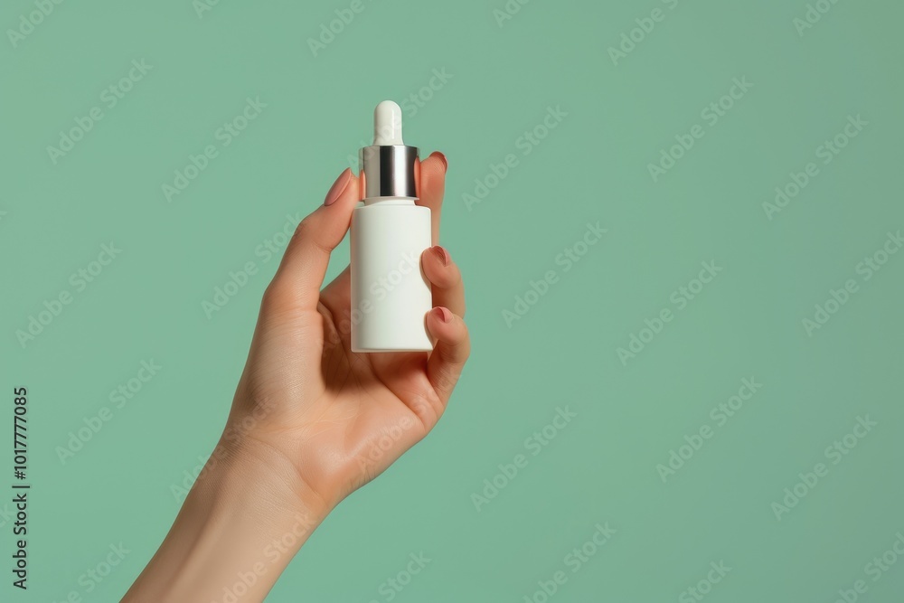 Close-Up of Woman's Hand Holding Serum Dropper Bottle Mockup Close-Up of Woman's Hand Holding Serum Dropper Bottle Mockup
