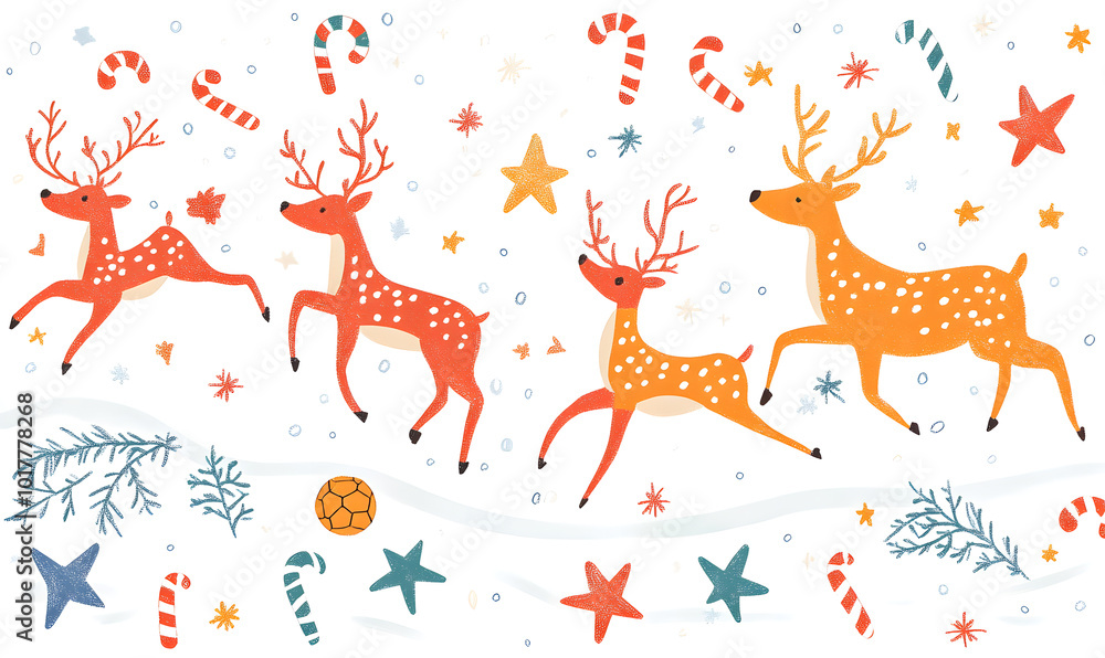 Doodle Christmas and New Year Cards - 2D Hand-drawn Illustrations on White Background Doodle Christmas and New Year Cards - 2D Hand-drawn Illustrations on White Background