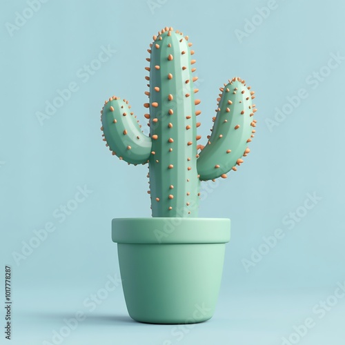 3D Cactus Icon: Desert Plant Illustration Logo photo