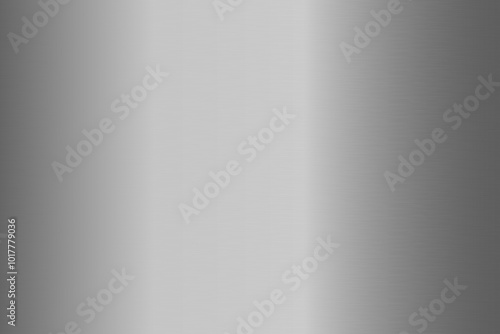Silver foil background. Metal textured shiny gradient. Stainless glossy surface with reflection. Realistic chrome backdrop. Vector illustration.