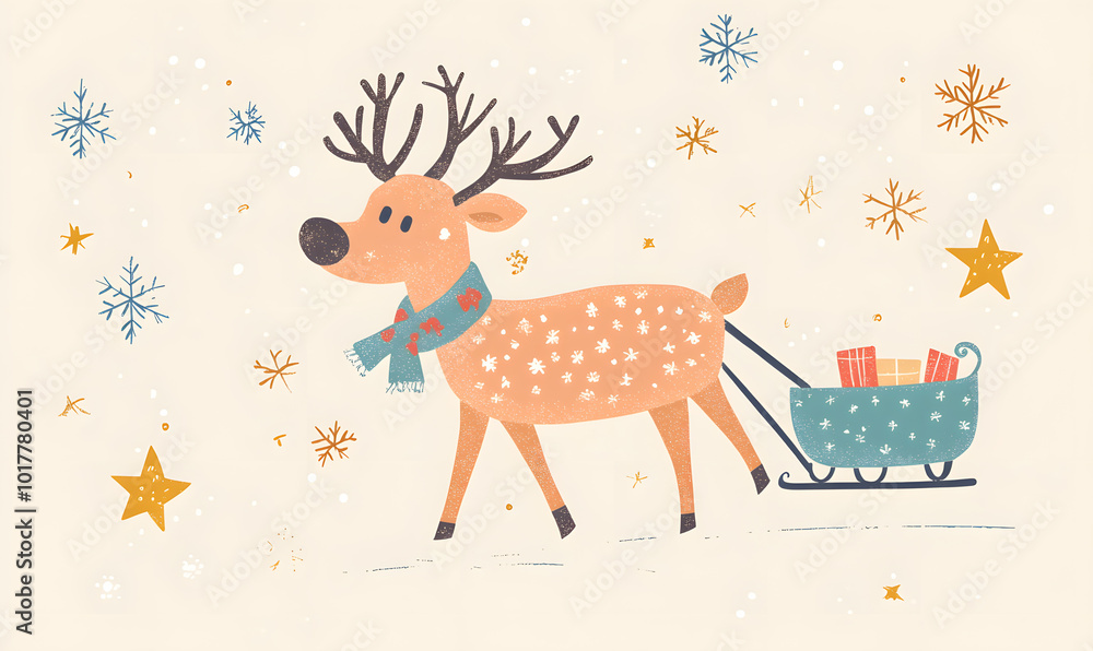 Doodle Christmas and New Year Cards - 2D Hand-drawn Illustrations on White Background Doodle Christmas and New Year Cards - 2D Hand-drawn Illustrations on White Background