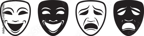 PrintTheater mask icon set.
