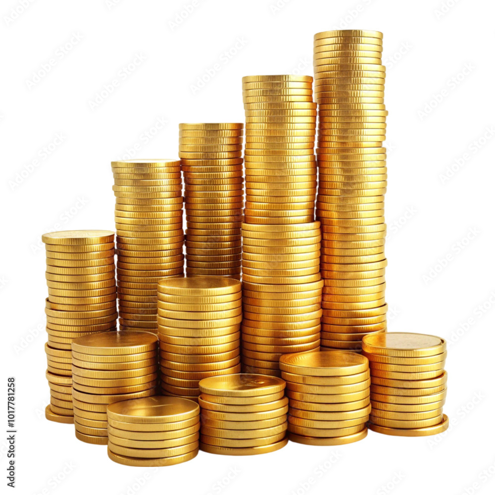 stacks of gold coins isolated on transparent background stacks of gold coins isolated on transparent background