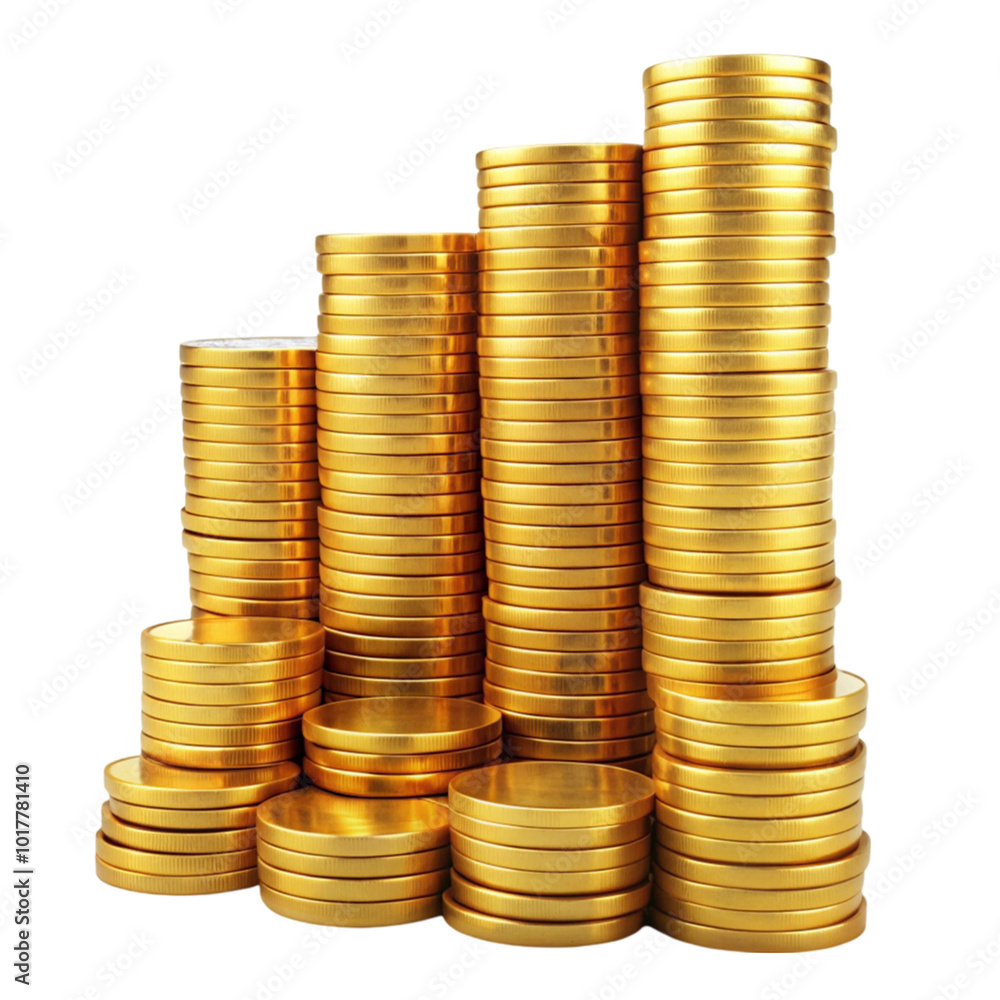 stacks of gold coins isolated on transparent background stacks of gold coins isolated on transparent background