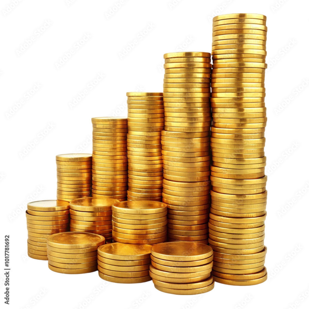 stacks of gold coins isolated on transparent background stacks of gold coins isolated on transparent background