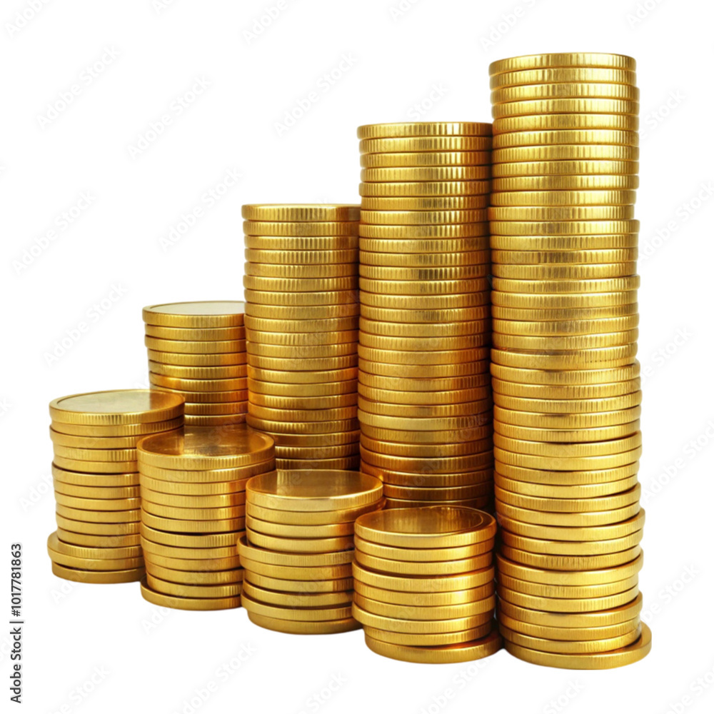 stacks of gold coins isolated on transparent background stacks of gold coins isolated on transparent background