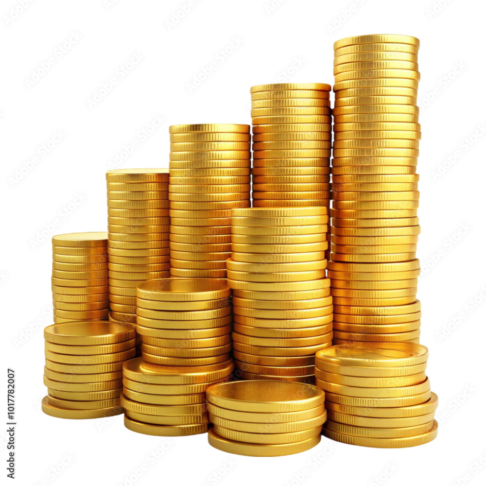 stacks of gold coins isolated on transparent background stacks of gold coins isolated on transparent background