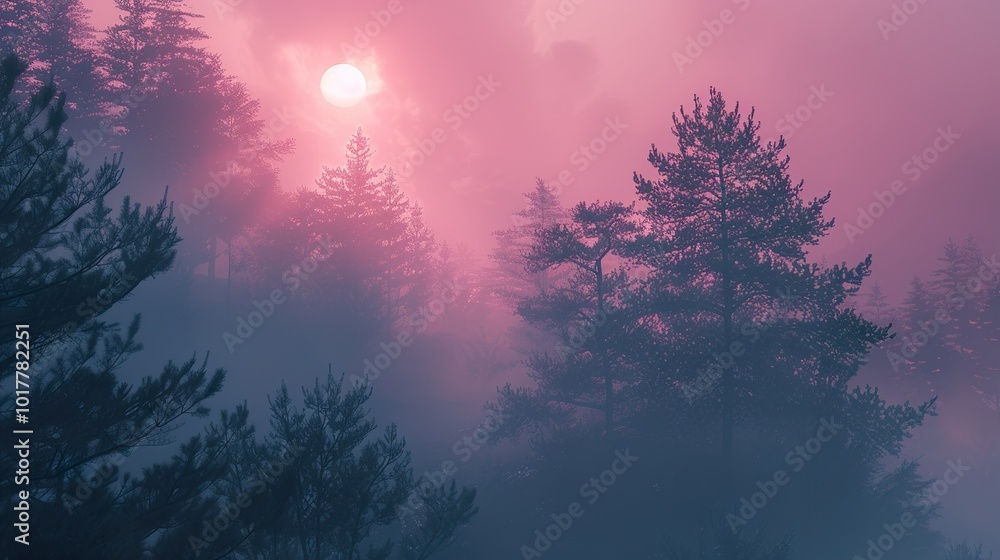 Enchanted Forest: Sunbeams Through Misty Pines Enchanted Forest: Sunbeams Through Misty Pines