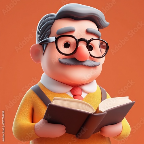 3D Literary Critic Icon: Book Reviewer and Evaluator Illustration Logo