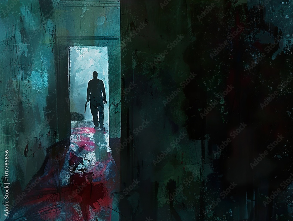 A Shadowy Figure Walks Through a Doorway A Shadowy Figure Walks Through a Doorway