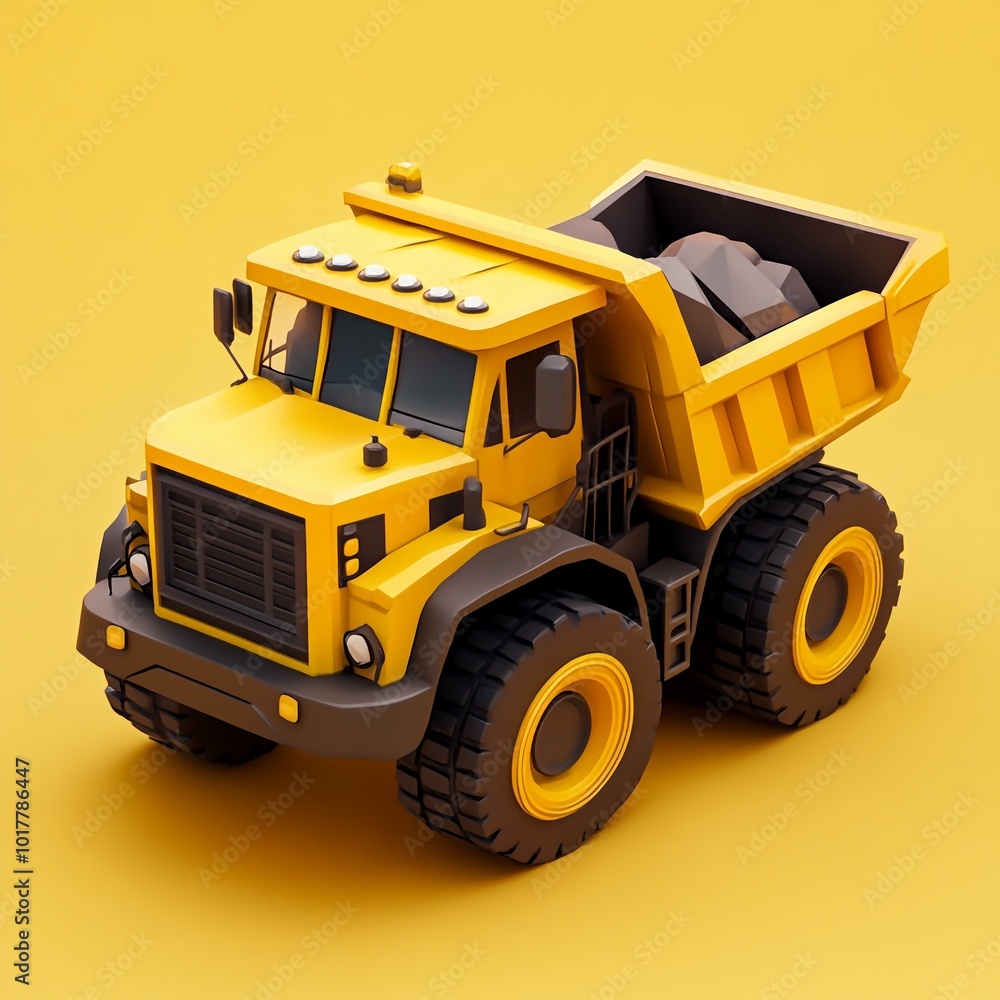 3D Mining Truck Icon: Heavy Duty Ore Transport Vehicle Illustration Logo 3D Mining Truck Icon: Heavy Duty Ore Transport Vehicle Illustration Logo