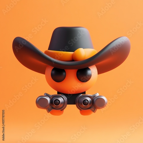 3D Outlaw Icon: Criminal and Wild West Figure Illustration Logo photo