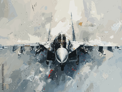 Fighter jet fighter jet aircraft illustration painting background. Military jet fighter jet in flight.