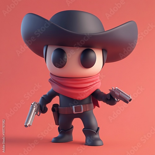 3D Outlaw Icon: Criminal and Wild West Figure Illustration Logo