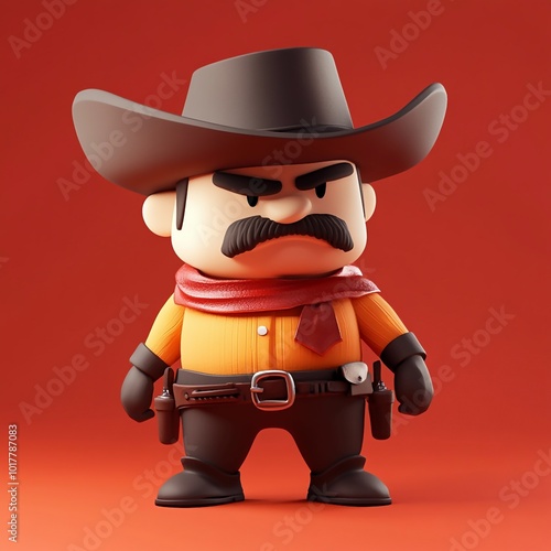 3D Outlaw Icon: Criminal and Wild West Figure Illustration Logo
