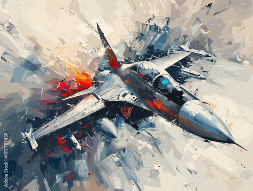 Fighter jet fighter jet aircraft illustration painting background. Military jet fighter jet in flight.