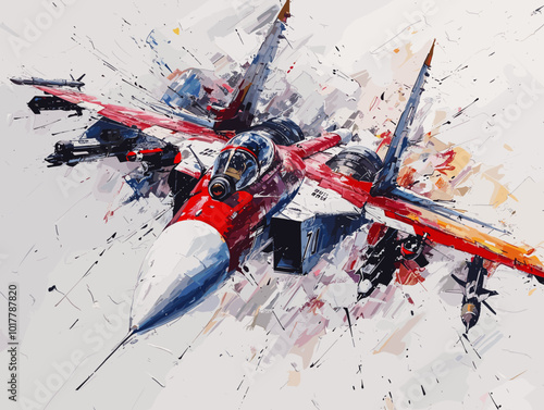 Fighter jet fighter jet aircraft illustration painting background. Military jet fighter jet in flight.