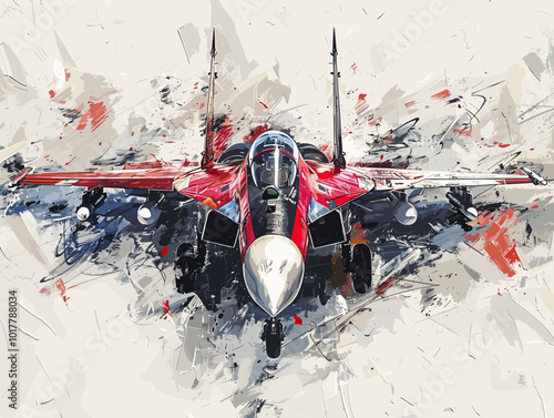 Fighter jet fighter jet aircraft illustration painting background. Military jet fighter jet in flight.