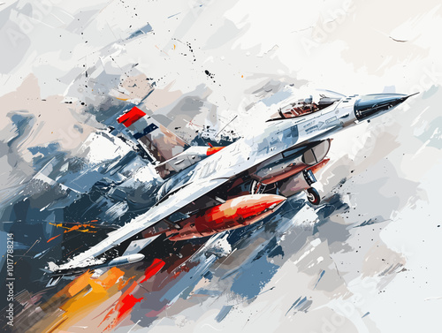 Fighter jet fighter jet aircraft illustration painting background. Military jet fighter jet in flight.