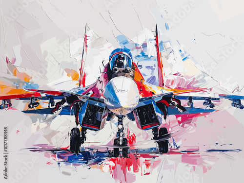 Fighter jet fighter jet aircraft illustration painting background. Military jet fighter jet in flight.