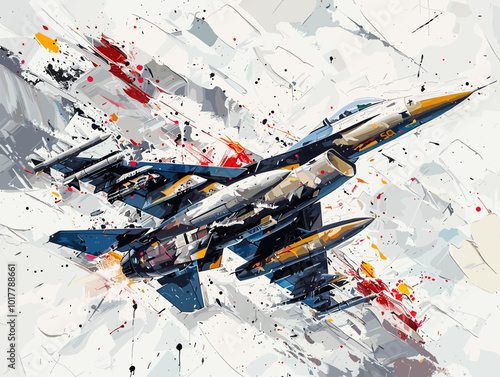 Fighter jet fighter jet aircraft illustration painting background. Military jet fighter jet in flight.