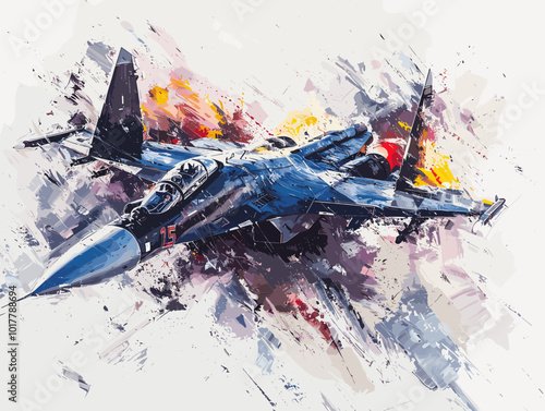 Fighter jet fighter jet aircraft illustration painting background. Military jet fighter jet in flight.