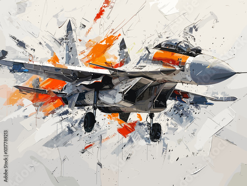 Fighter jet fighter jet aircraft illustration painting background. Military jet fighter jet in flight.