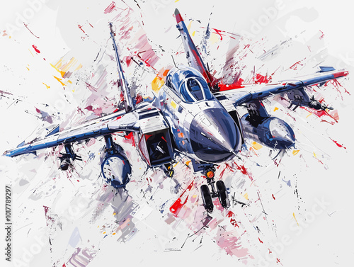 Fighter jet fighter jet aircraft illustration painting background. Military jet fighter jet in flight.