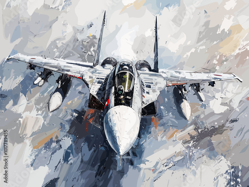 Fighter jet fighter jet aircraft illustration painting background. Military jet fighter jet in flight.