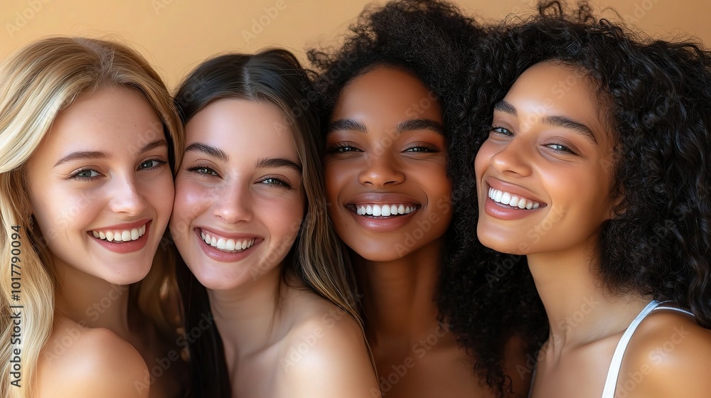 Diverse Group of Smiling Young Women in Natural Light Diverse Group of Smiling Young Women in Natural Light
