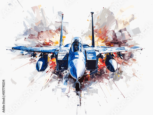 Fighter jet fighter jet aircraft illustration painting background. Military jet fighter jet in flight.