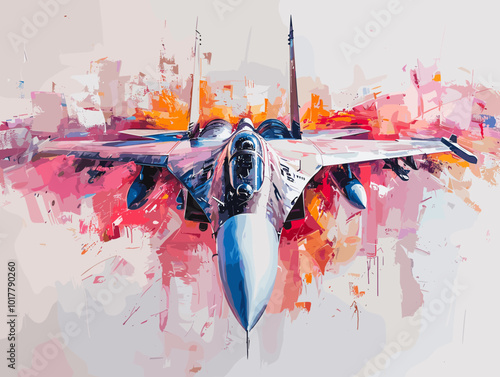 Fighter jet fighter jet aircraft illustration painting background. Military jet fighter jet in flight.