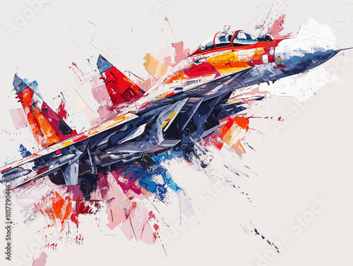 Fighter jet fighter jet aircraft illustration painting background. Military jet fighter jet in flight.