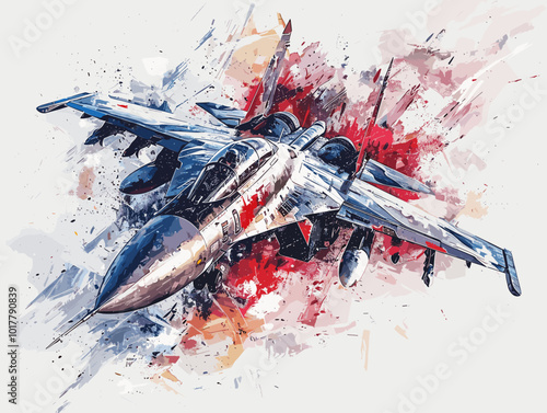 Fighter jet fighter jet aircraft illustration painting background. Military jet fighter jet in flight.