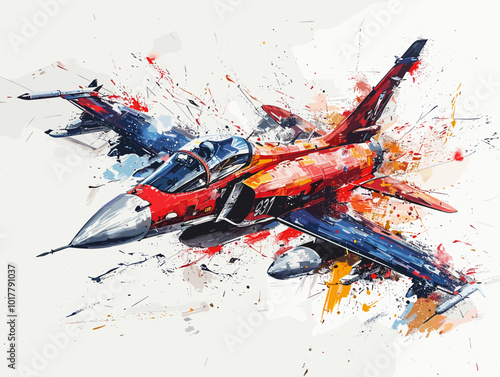 Fighter jet fighter jet aircraft illustration painting background. Military jet fighter jet in flight.