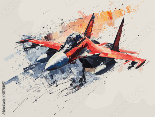 Fighter jet fighter jet aircraft illustration painting background. Military jet fighter jet in flight.