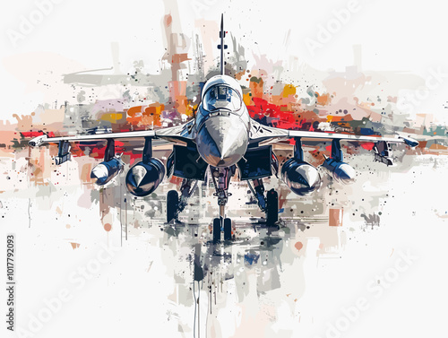 Fighter jet fighter jet aircraft illustration painting background. Military jet fighter jet in flight.