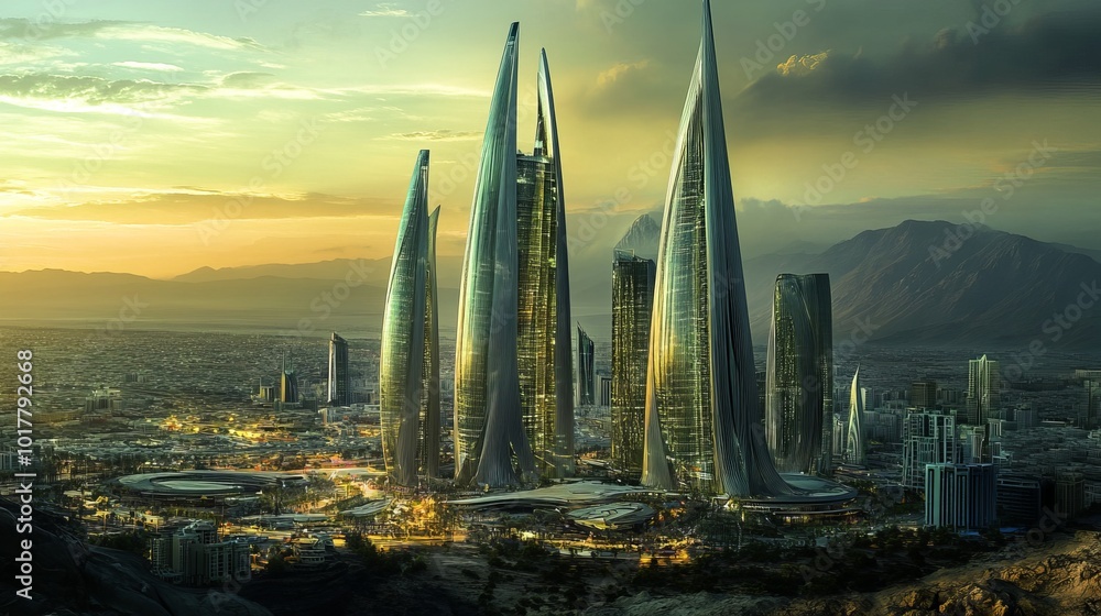 The skyline of Riyadh features its stunning towers in Saudi Arabia ...