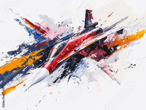 Fighter jet fighter jet aircraft illustration painting background. Military jet fighter jet in flight.