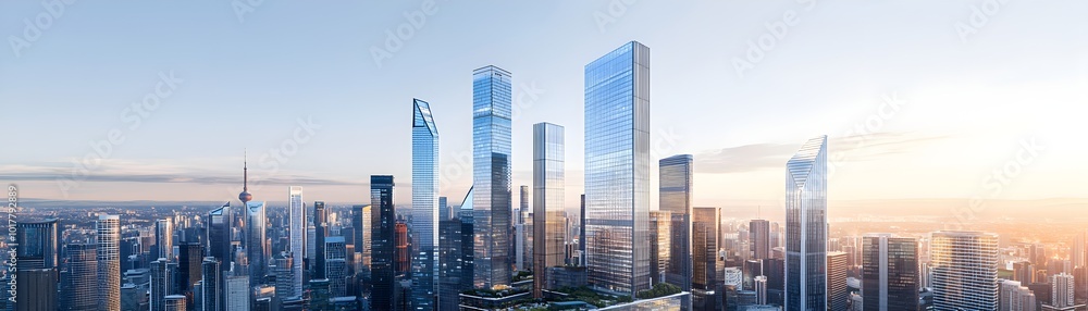 Urban landscape showcasing innovative sustainable architecture, green spaces, vibrant community life, and eco-friendly transportation options. Urban landscape showcasing innovative sustainable architecture, green spaces, vibrant community life, and eco-friendly transportation options.