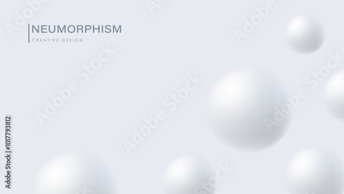 White blurred 3d balls abstract vector background