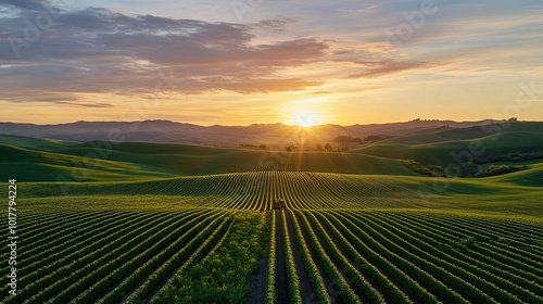 Wallpaper Mural Sunset over lush vineyards with rolling hills. Torontodigital.ca