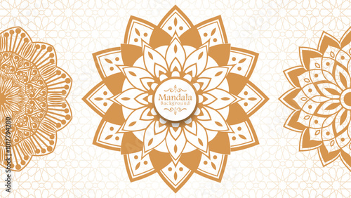 Luxury mandala background with golden arabesque pattern arabic islamic east style, Set of hand drawn mandala elements
