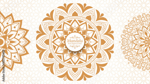 Luxury mandala background with golden arabesque pattern arabic islamic east style, Set of hand drawn mandala elements photo