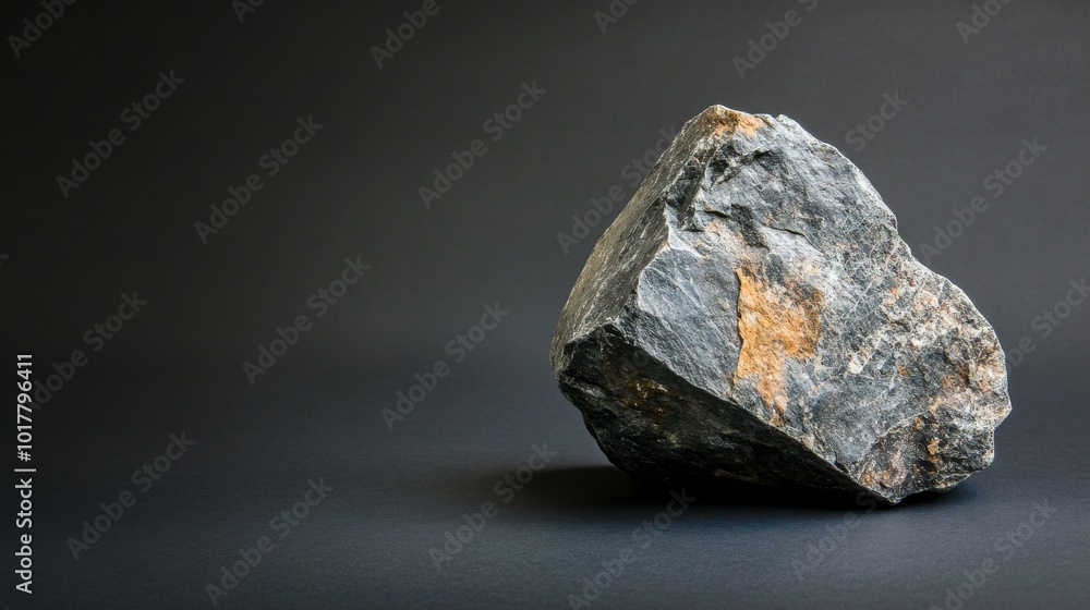 Large grey rock casting shadow on dark background Large grey rock casting shadow on dark background