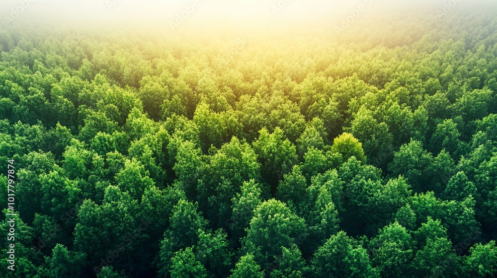 Lush green forest under soft morning light. Lush green forest under soft morning light.