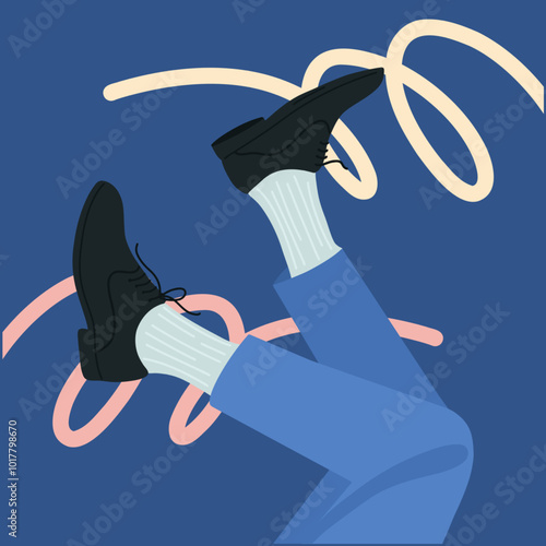 Two Legs Kicking Upward Towards the Sky : Concept illustration focused on body and pose.