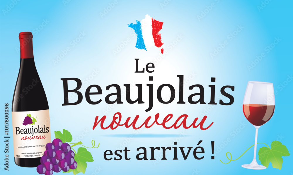 BEAUJOLAIS NOUVEAU FRANCE - ILLUSTRATION VECTORIELLE