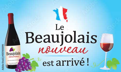 Obraz na płótnie BEAUJOLAIS NOUVEAU FRANCE - ILLUSTRATION VECTORIELLE w salonie