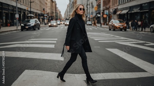 young woman walking down the street